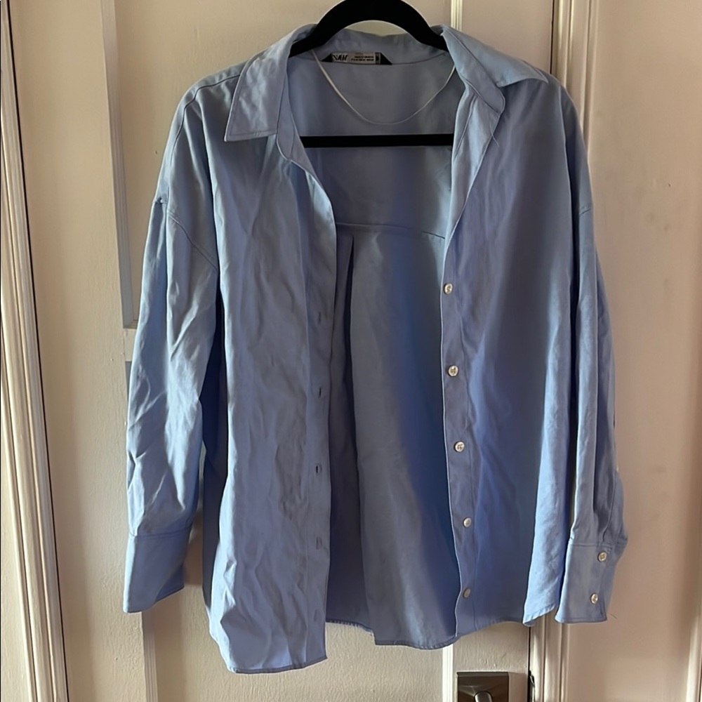 Zara Light Blue Button-Up Shirt